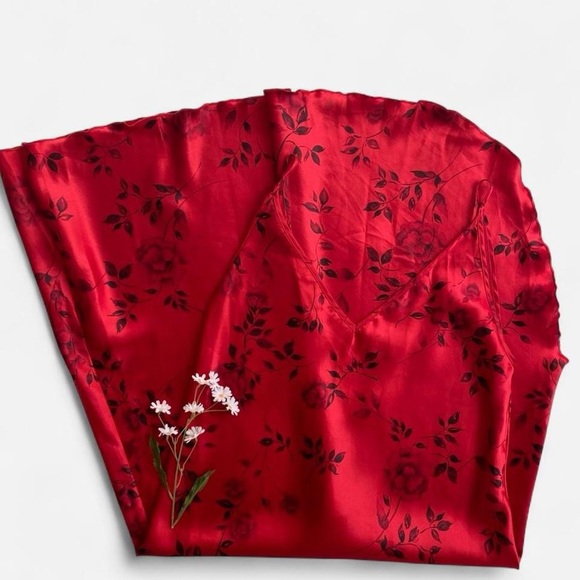 L.A. Intimates Other - SOLDVintage red floral satin slip dressSOLD